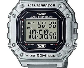 W-218HD-1A электронные часы на стальном браслете с 50 м водозащитой.